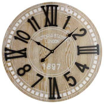 Northlight 24" Battery Operated Round Wall Clock with Roman Numeral and Block Numbers