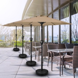 Gulches 7.5ft Patio Outdoor Table Market Yard Umbrella with Push Button Tilt/Crank, 6 Sturdy Ribs for Garden, Deck, Backyard, Pool,Tan - 1 of 4