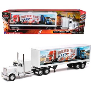 Peterbilt 379 Truck White with Dry Van Trailer "Truckers Rule America" "Long Haul Truckers" Series 1/32 Diecast Model by New Ray - 1 of 4