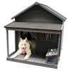 ORRD Large Outdoor Dog House with Asphalt Roof & Terrace, Solid Wood Weatherproof Kennel for Large Dogs up to 80 lbs, Includes Cleaning Mat & Bowl - 2 of 4