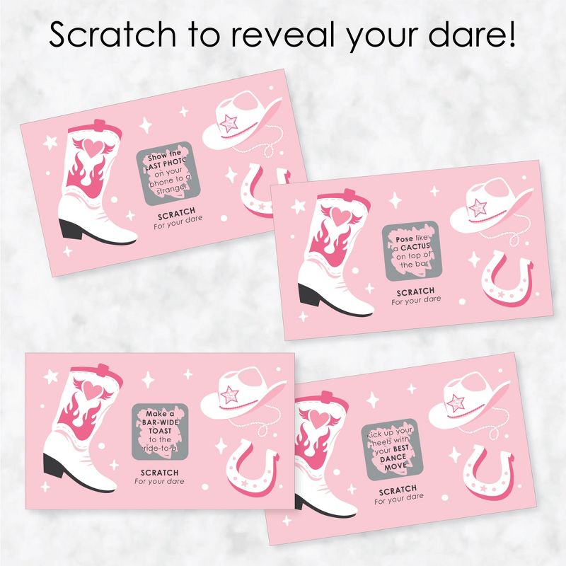 Big Dot of Happiness Last Rodeo - Pink Cowgirl Bachelorette Party Game Scratch Off Dare Cards - 22 Count, 3 of 7