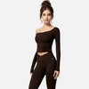 Anna-Kaci Active Women's One Shoulder Long Sleeve Crop Top with Thumb Holes - 3 of 4