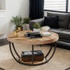 Hommoo Wooden Coffee Table, 2-Tier Round Central Cocktail Table with Shelves - 4 of 4