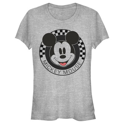 Junior's Mickey & Friends Checkered Mickey Mouse Portrait T-Shirt