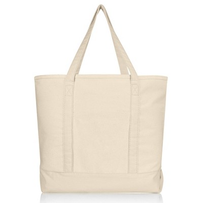 22" Natural Cotton Canvas Heavy Duty Tote Bag with Zip Closure