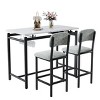 CAVINAS Bar Table and Bar Stools Set of 3, 2 Upholstered Barstools and 1 Dining Table, Bar Table Chair Set for Kitchen, Dining Room - 3 of 4