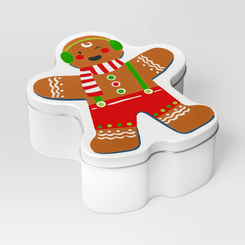 6.5"x8" Christmas Gingerbread Gift Box - Wondershop™: Multicolored Iron Tin for Holiday Cookies