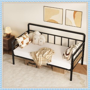 Jojoka Twin Daybed with Classic Headboard – Heavy Duty Steel Slats, Sofa Bed Frame for Living Room, Bedroom, Guest Room, No Box Spring Needed - 1 of 4