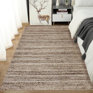 Acekool 5x7 Green Washable Area Rug, Modern Solid Braid Print, Non-Slip, Stain Resistant, Low Pile Accent Carpet for Living Room Bedroom - 1 of 4