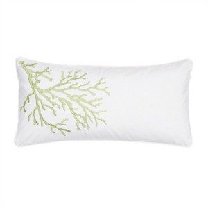 Biscayne - Green Coral Embroidered Pillow - Green, White - Levtex Home - 1 of 3