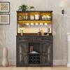 Fredees Sideboard Buffet Cabinet with Storage, LED Coffee Bar with 3-Color Lights & Charging Station for Kitchen, Dining & Living Room - 3 of 4
