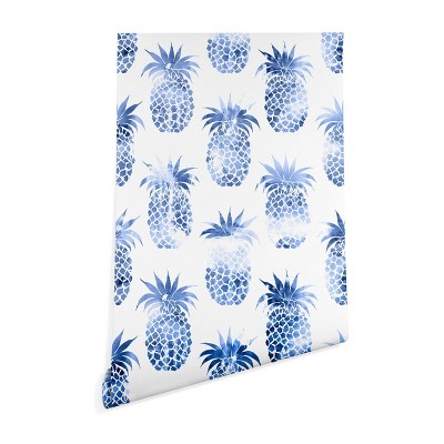 2"x4" Schatzi Brown Pineapples Blue Wallpaper Blue - Deny Designs