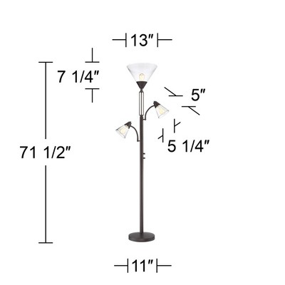 Adjustable Tiger Bronze Edison Floor Lamp with Seedy Glass Shades