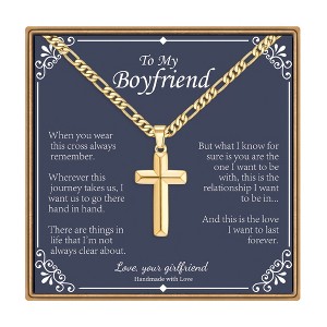 Turandoss Cross Necklace for Men Boys, Gold Silver Black Cross Pendant Necklace, Fathers Day Gifts for Men Boys Husband, Birthday Gifts for Son, 20In - 1 of 4