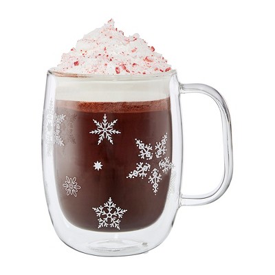 ZWILLING Sorrento 12oz Double Wall Glass Snowflake Mugs Set