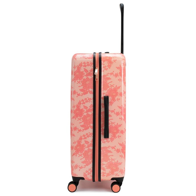 Badgley Mischka Pink Lace Expandable Hardside Checked 3pc Luggage Set - pink, 5 of 6