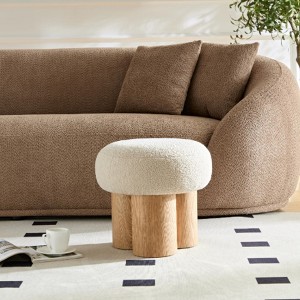 Lyngins Barrel Wool Benches with Black Ash Willow,Round Upholstered Ottoman Bench for Living Room,Bedroom - 1 of 4