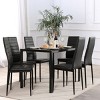 Costway 7 PCS Kitchen Dining Table Set Breakfast Furniture w/ Glass Top Padded Chair - 3 of 4