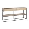 HomeRoots 63" Natural and Black Solid Wood and Metal Frame Console Table With Shelf And With Two Drawers - 4 of 4
