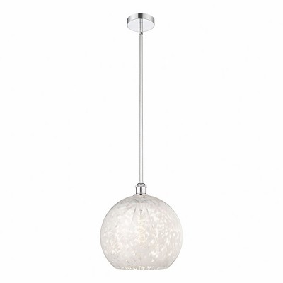 White Mouchette - 1 Light Stem Hung Pendant In Modern Style-16.13 Inches Tall and 13.75 Inches Wide