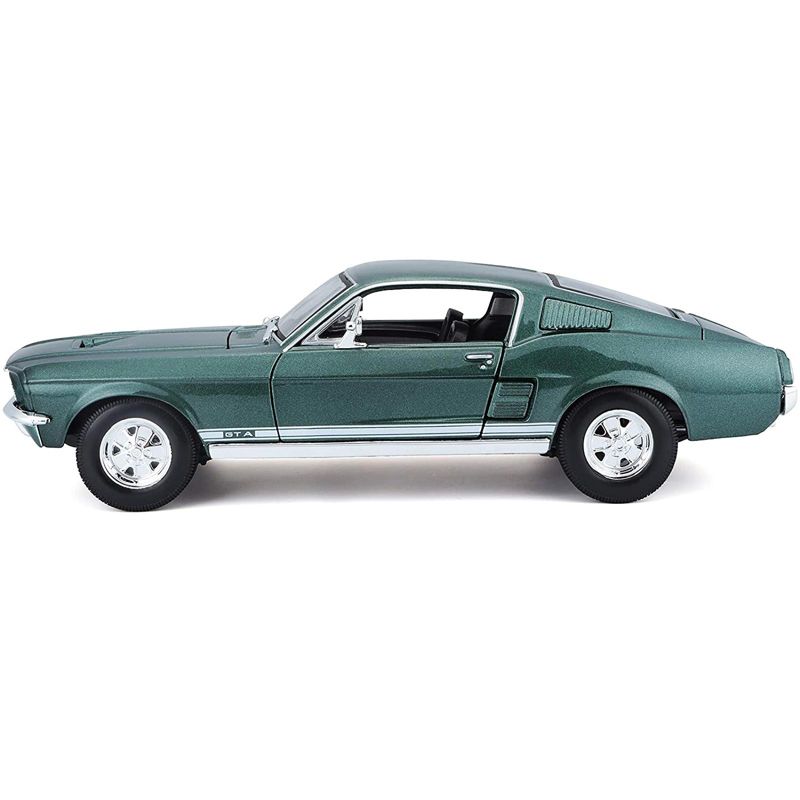 1967 Ford Mustang GTA Fastback Green Metallic with White Stripes 1/18 Diecast Model Car by Maisto, 4 of 7