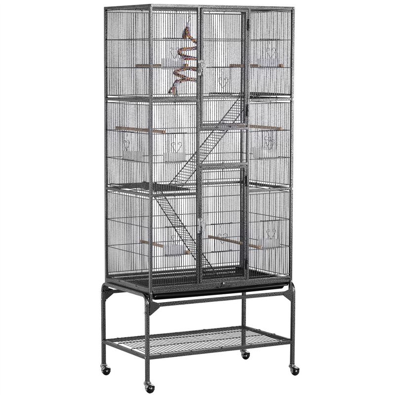 Yaheetech 69"H Extra Large Bird Cage for African Grey Sun Conures Parakeets Cockatiels Black, 1 of 8