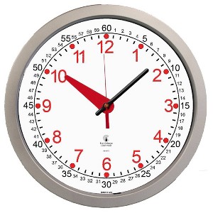 The Chicago Lighthouse 14.5" Schoolhouse Teaching Wall Clock Silver : Modern Analog, Indoor Decorative Timepiece - 1 of 4