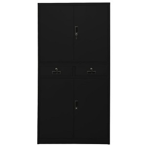 vidaXL 35.4"x15.7"x70.9" Steel Office Cabinet in Black – Secure File Storage with Locks, Adjustable Shelves, Smooth-Opening Drawers - 1 of 4