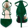 BLISSFUL STEP Women's Pointed Toe Ankle Strap Rhinestone Pumps - 2 of 3