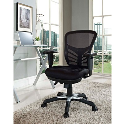 Black Mesh and Fabric Swivel Office Chair with Adjustable Arms