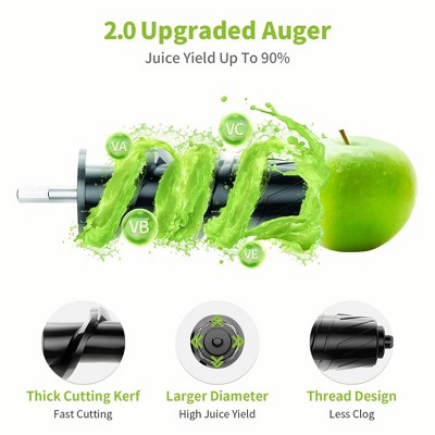 Silver Electric Masticating Juicer with Variable Speed and Reverse Function