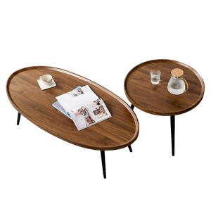 Modern Coffee Table Set of 2, 31" +19" Nesting Coffee Table Set, Wooden Cocktail End Table, Accent Center Table for Living Room Bedroom Office - 1 of 4