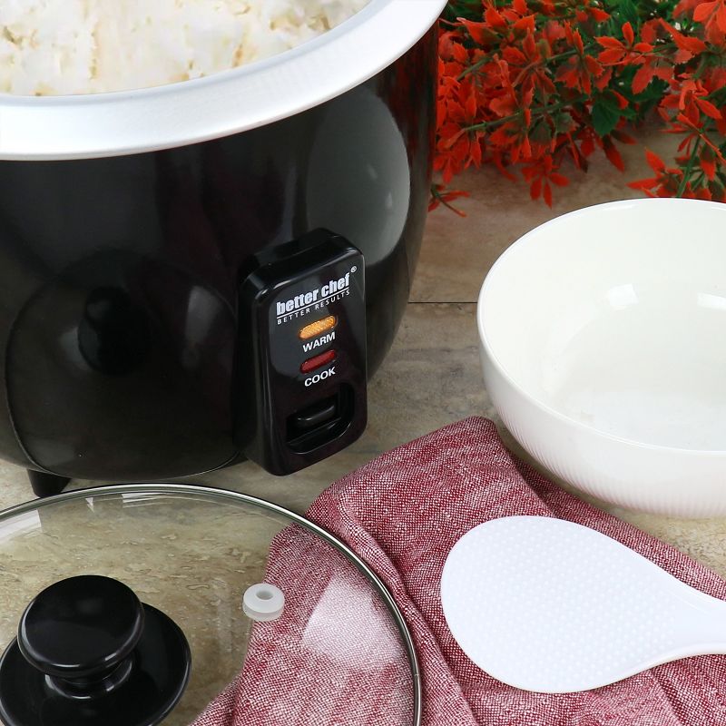 Better Chef 8 Cup Automatic Rice Cooker in Black With Rice Paddle and Measuring Cup, 4 of 5