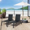Outsunny Chaise Lounge Outdoor Pool Chair Set of 2 with Wheels, Five Position Recliner for Sunbathing, Suntanning, Breathable Fabric, Black - 3 of 4