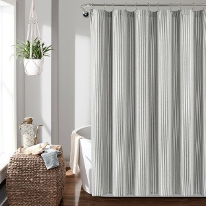 72"x72" Farmhouse Vintage Striped Yarn Dyed Cotton Shower Curtain - Lush Décor - 1 of 4