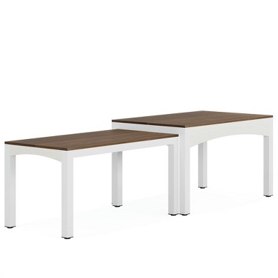 Resenkos Dining Table, Living Room Table,Extendable Dining Table, Farmhouse Kitchen Table for 6-10 people,Brown & White
