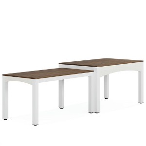 Resenkos Dining Table, Living Room Table,Extendable Dining Table, Farmhouse Kitchen Table for 6-10 people,Brown & White - 1 of 4