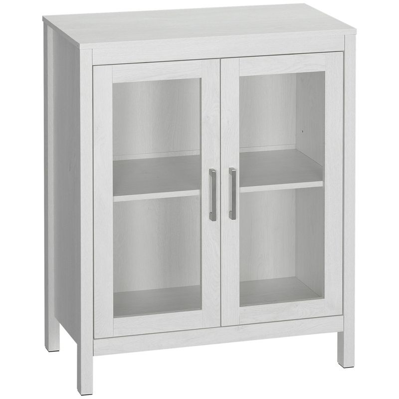 kleankin Modern Bathroom Cabinet, Bathroom Storage Organizer with Double Glass Doors and Adjustable Shelf, 5 of 8