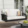 Nestfair 48.8" W Black Wicker Patio Swing Hanging Bench with Cushion Beige - 3 of 4