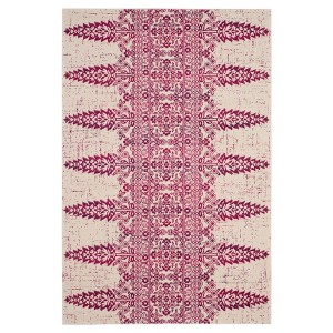 Ivory/Fuchsia Floral Loomed Accent Rug 4
