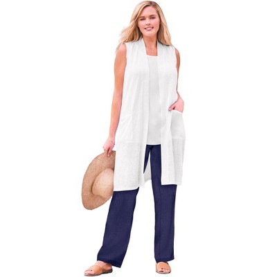 Woman Within Women's Plus Size Lightweight Linen Vest