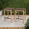 JONATHAN Y Armand Modern Coastal Backless Acacia Wood Outdoor Bar Stool with Woven Rope Sea - 2 of 4