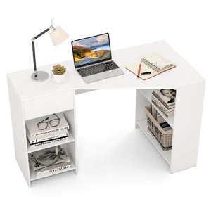 Costway L Shaped Computer Desk with Drawer & Storage Shelves for Home Office Workstation - 1 of 4