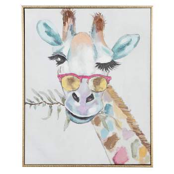 Canvas Giraffe Framed Wall Art with Gold Frame - CosmoLiving by Cosmopolitan