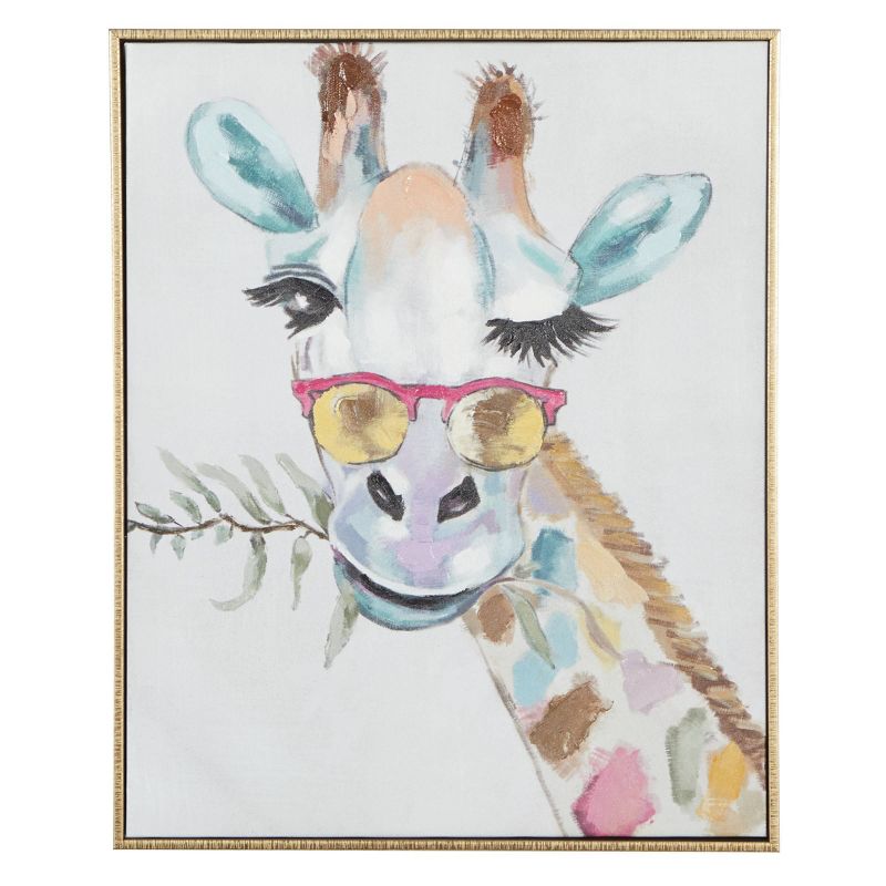 Canvas Giraffe Framed Wall Art with Gold Frame - CosmoLiving by Cosmopolitan, 1 of 7