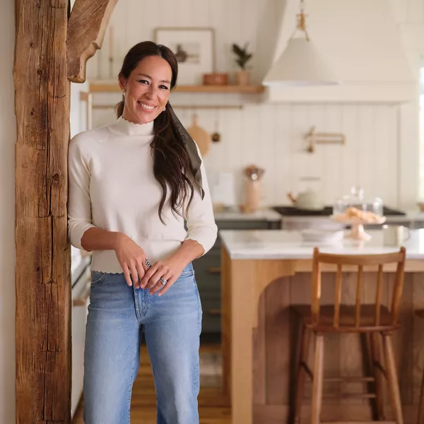 Joanna Gaines standing in kitchen