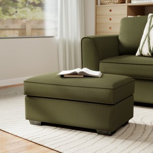 Roundhill Furniture Marvella Living Room Ottoman with Mosswood Chenille Upholstery - 1 of 4