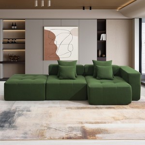 GlasFlength L Shaped Modular Sectional Sofa, Convertible Foam-Filled Cloud Compressed Couch for Living Room, Green, 105.5*45*31.5 - 1 of 4