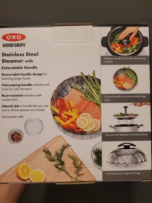 OXO Good Grips Stainless Steel Steamer with Extendable Handle, Silver
