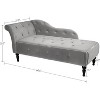 WhizMax 60.6'' Upholstered Chaise Lounge with Armrest, Velvet Button-Tufted Chaise Lounge Chair for Bedroom, Living Room, Dark Gray - 3 of 4